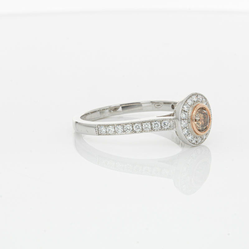 18ct White Gold .22ct Champagne Diamond Ring-Ring-Walker & Hall