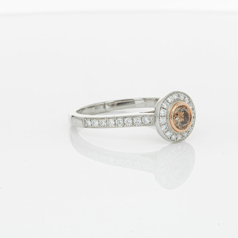 18ct White Gold .22ct Champagne Diamond Ring-Ring-Walker & Hall