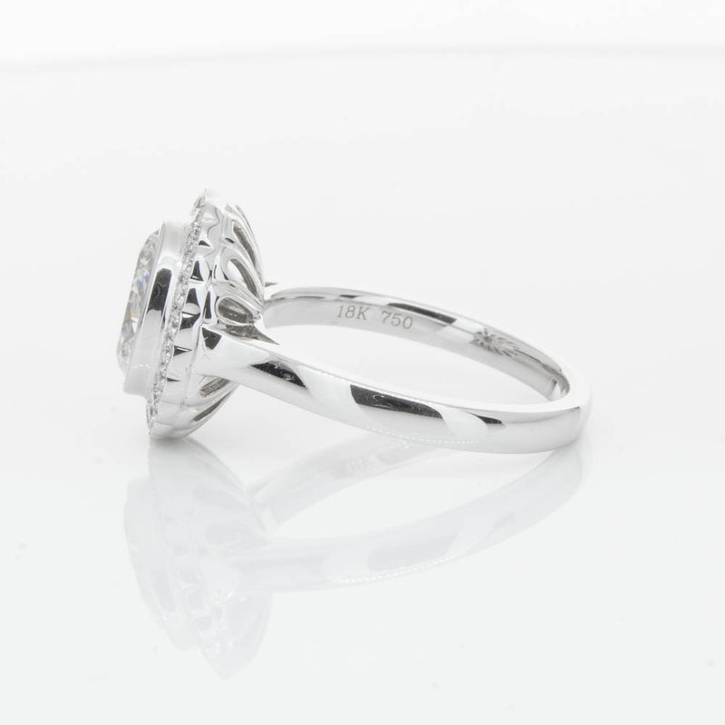 18ct White Gold Oval Cut Diamond Halo Ring-Ring-Walker & Hall