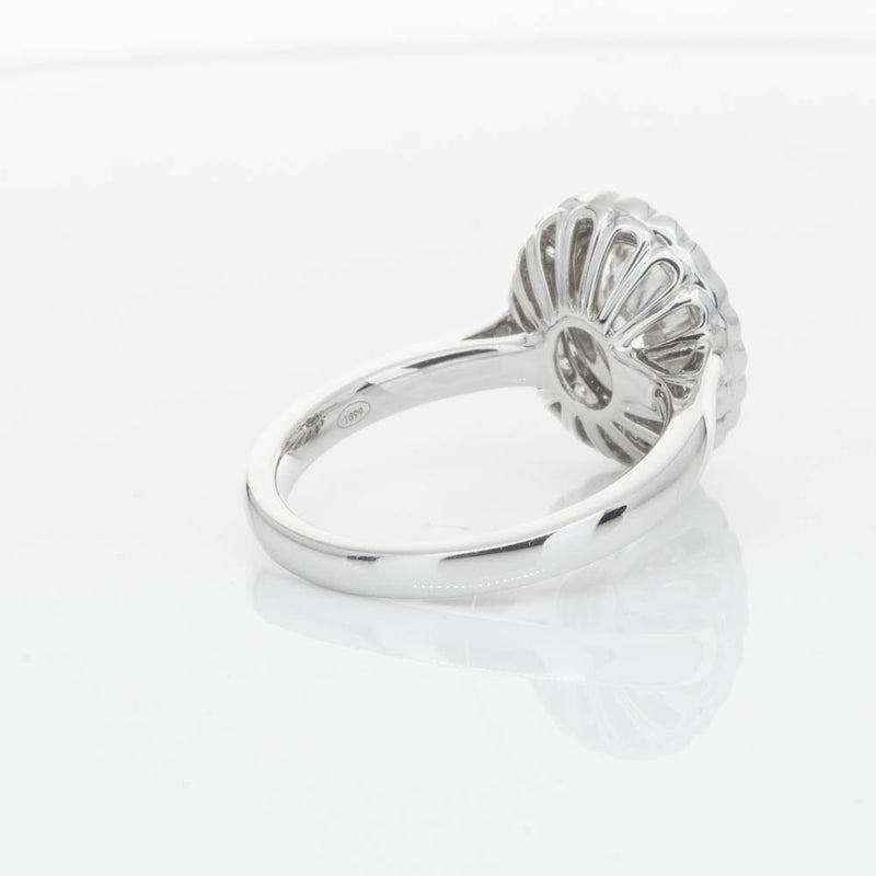 18ct White Gold Oval Cut Diamond Halo Ring-Ring-Walker & Hall