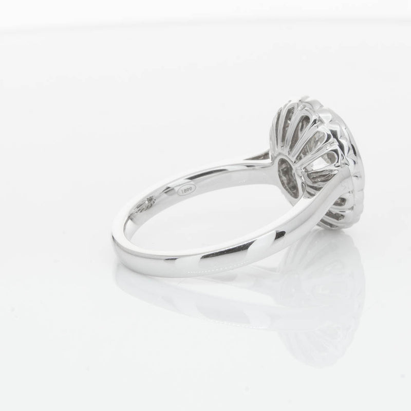 18ct White Gold Oval Cut Diamond Halo Ring-Ring-Walker & Hall