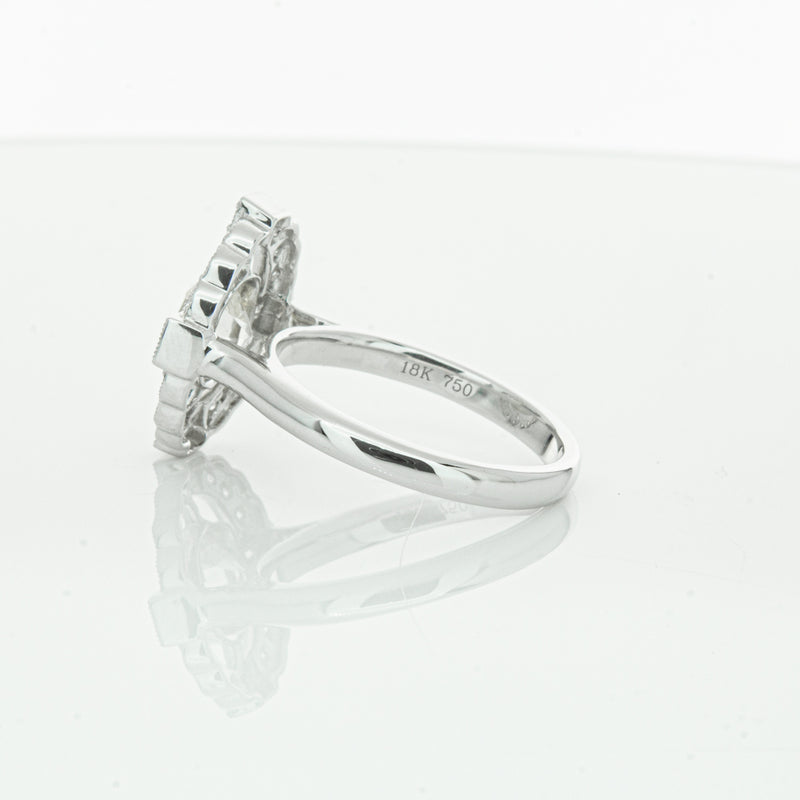 18ct White Gold Diamond Halo Ring-Ring-Walker & Hall