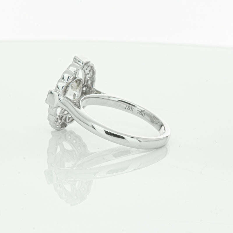 18ct White Gold Diamond Halo Ring-Ring-Walker & Hall