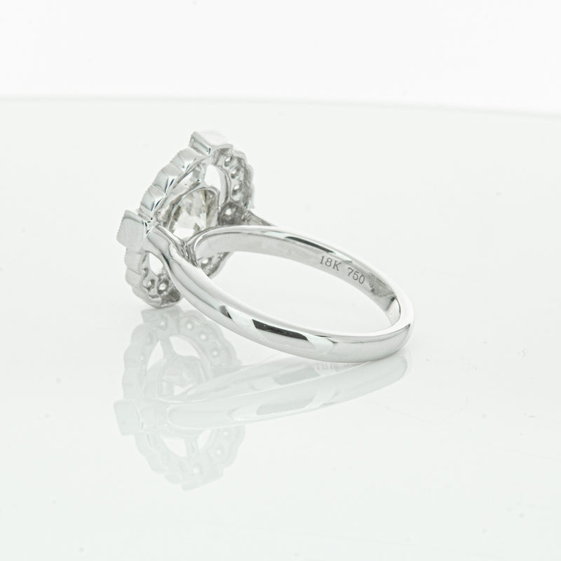 18ct White Gold Diamond Halo Ring-Ring-Walker & Hall