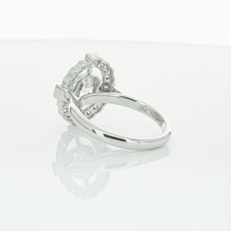 18ct White Gold Diamond Halo Ring-Ring-Walker & Hall