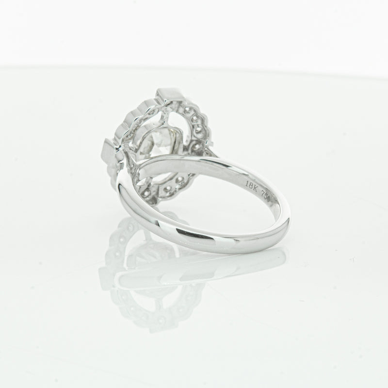 18ct White Gold Diamond Halo Ring-Ring-Walker & Hall