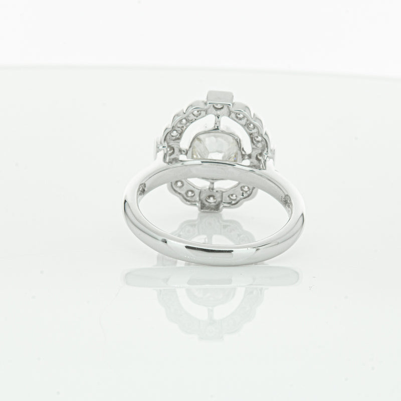 18ct White Gold Diamond Halo Ring-Ring-Walker & Hall