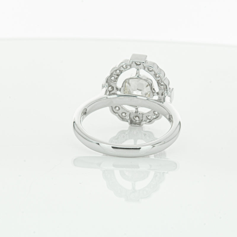 18ct White Gold Diamond Halo Ring-Ring-Walker & Hall