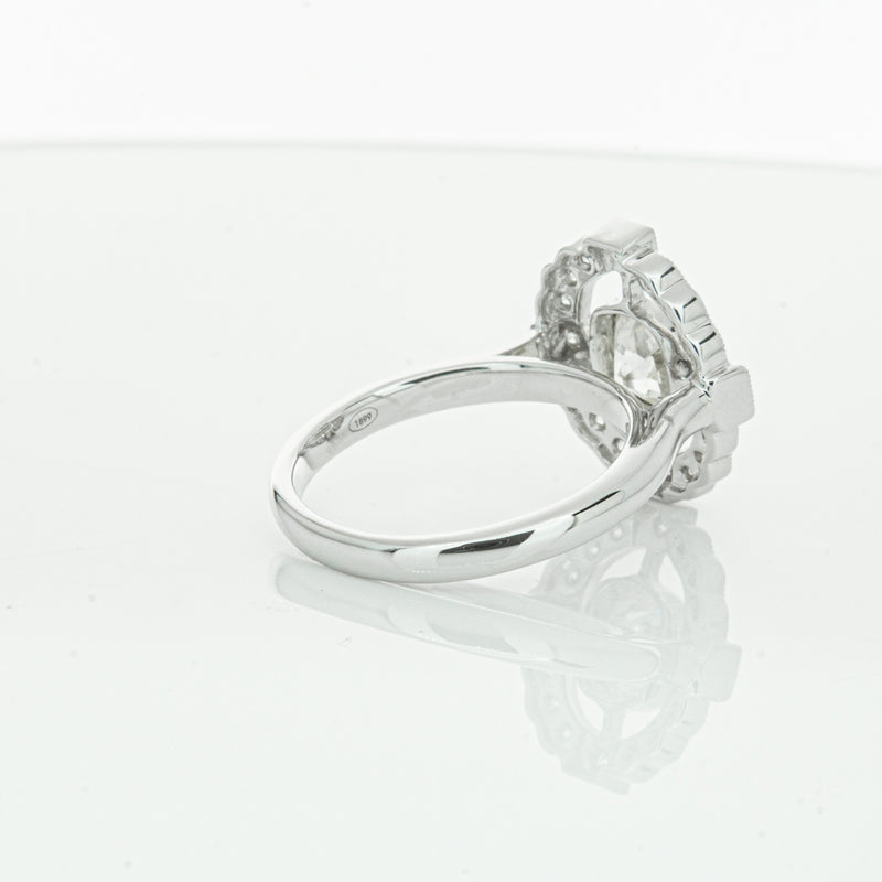 18ct White Gold Diamond Halo Ring-Ring-Walker & Hall