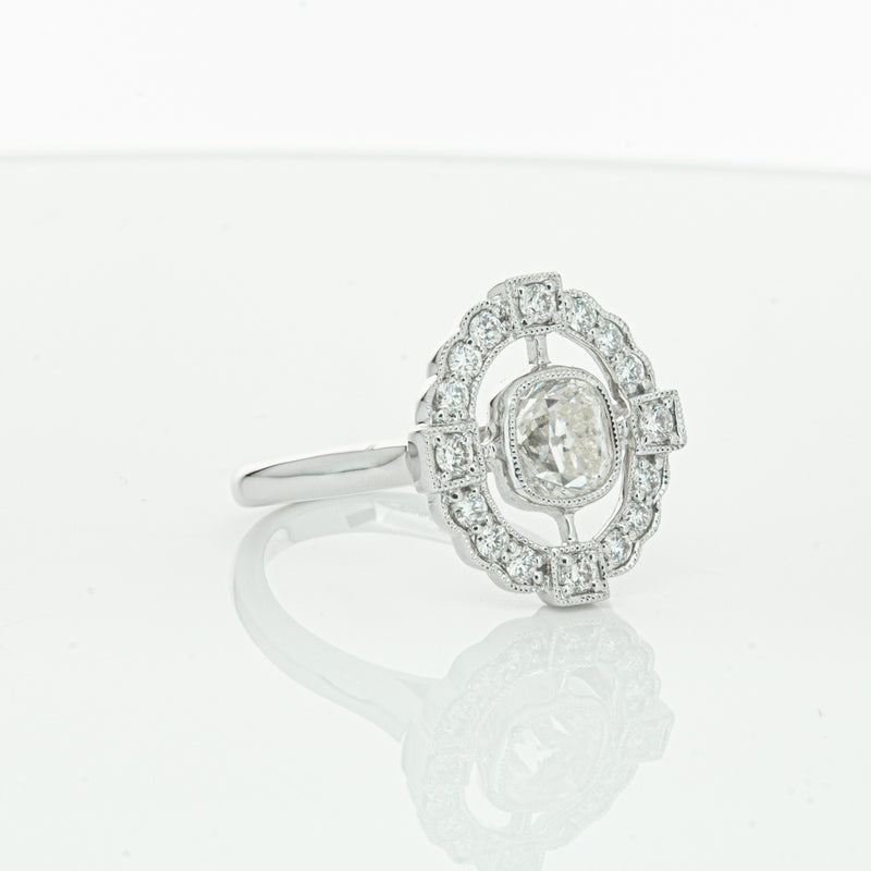 18ct White Gold Diamond Halo Ring-Ring-Walker & Hall