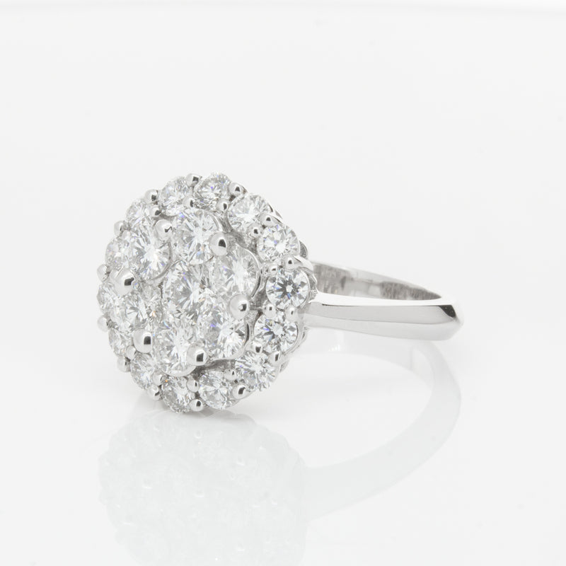 18ct White Gold Diamond Cluster Ring-Ring-Walker & Hall