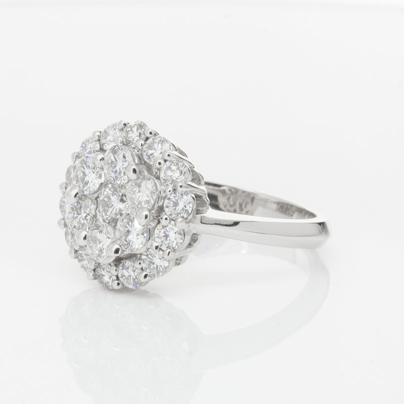 18ct White Gold Diamond Cluster Ring-Ring-Walker & Hall