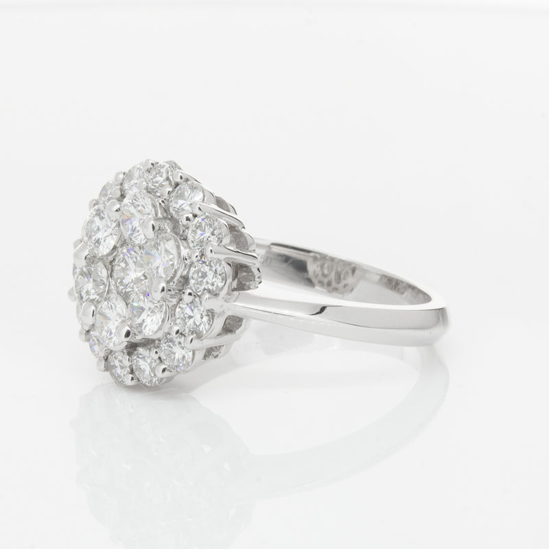 18ct White Gold Diamond Cluster Ring-Ring-Walker & Hall