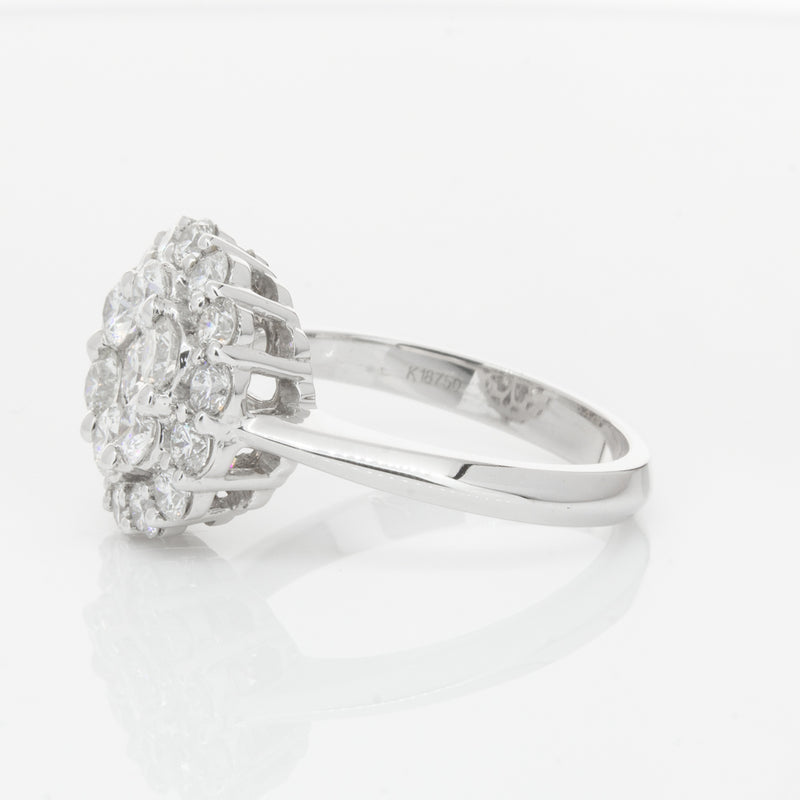 18ct White Gold Diamond Cluster Ring-Ring-Walker & Hall
