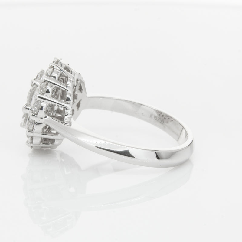 18ct White Gold Diamond Cluster Ring-Ring-Walker & Hall