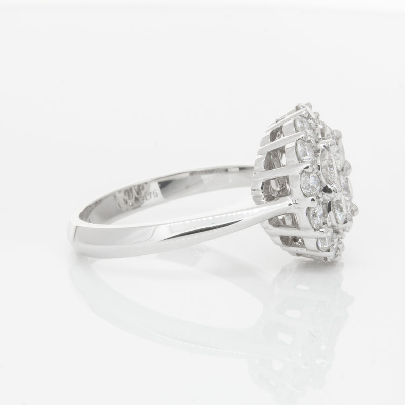 18ct White Gold Diamond Cluster Ring-Ring-Walker & Hall