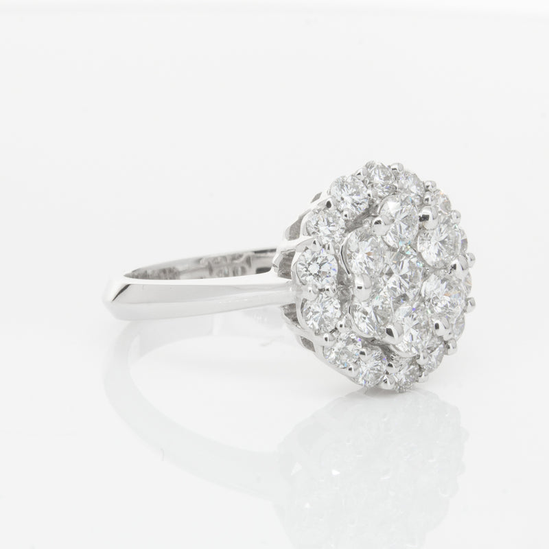 18ct White Gold Diamond Cluster Ring-Ring-Walker & Hall