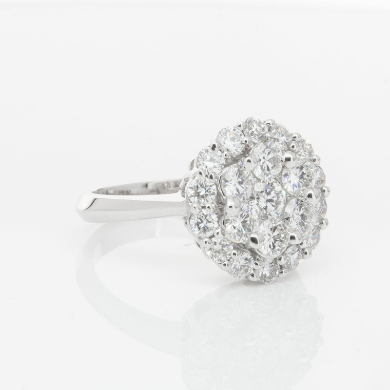 18ct White Gold Diamond Cluster Ring-Ring-Walker & Hall