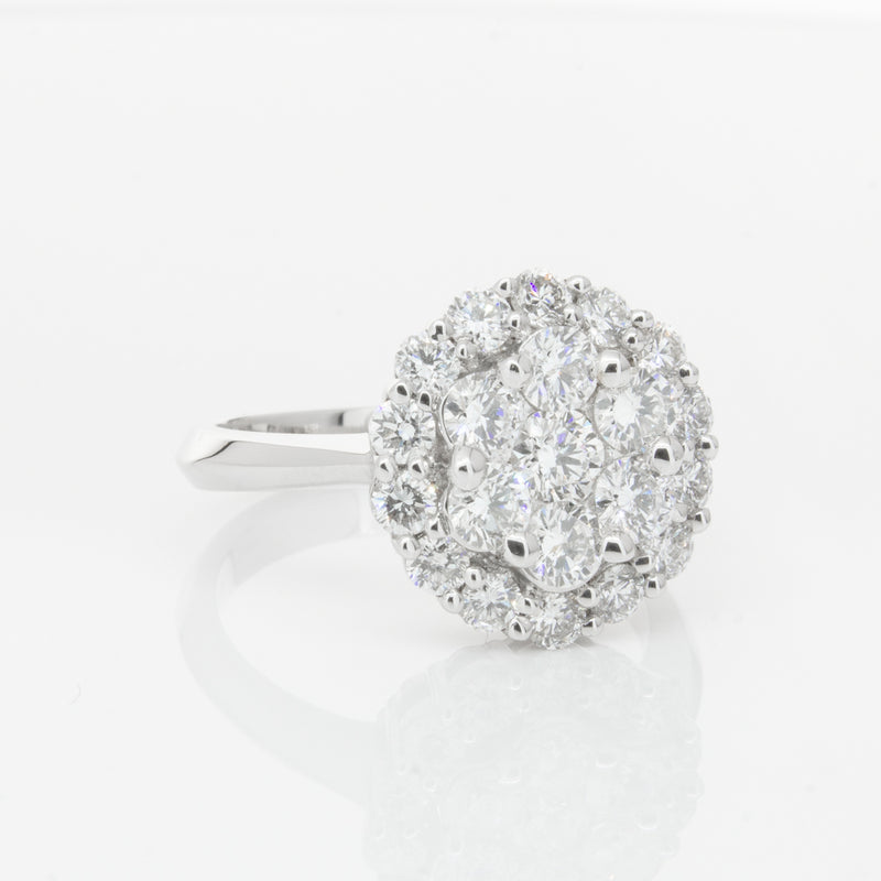 18ct White Gold Diamond Cluster Ring-Ring-Walker & Hall