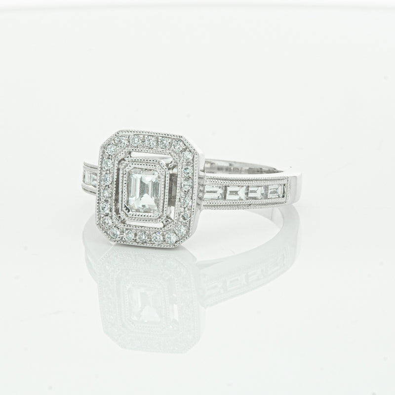 18ct White Gold Diamond Baguette Cut Ring-Ring-Walker & Hall