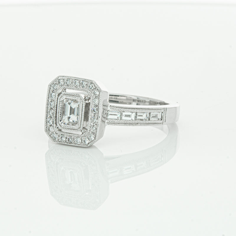 18ct White Gold Diamond Baguette Cut Ring-Ring-Walker & Hall