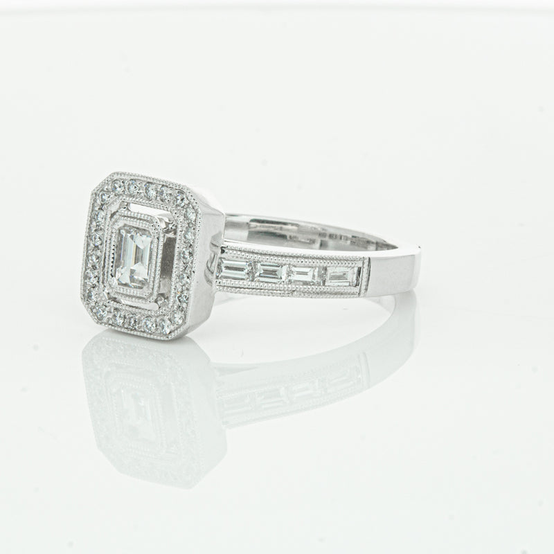 18ct White Gold Diamond Baguette Cut Ring-Ring-Walker & Hall