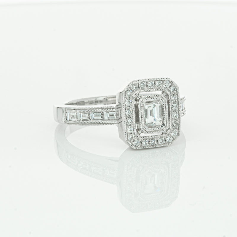 18ct White Gold Diamond Baguette Cut Ring-Ring-Walker & Hall