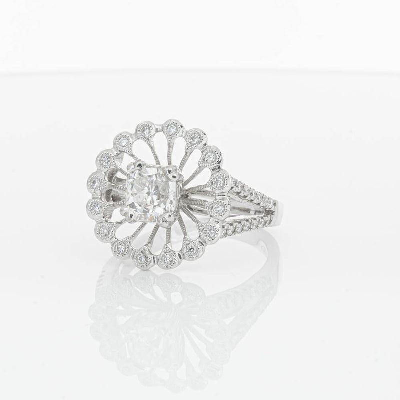 18ct White Gold Cushion Cut Diamond Ring-Ring-Walker & Hall