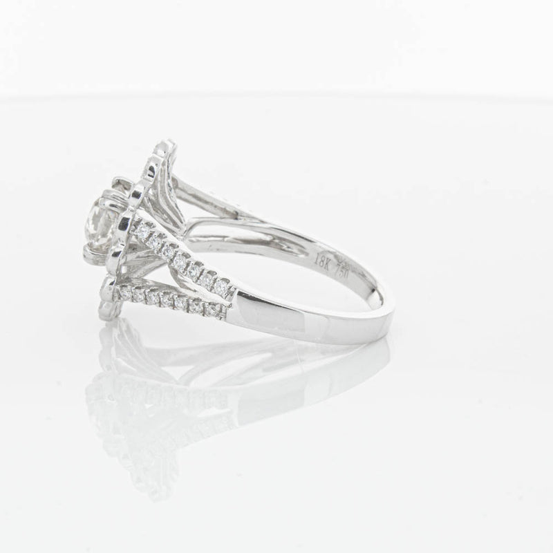 18ct White Gold Cushion Cut Diamond Ring-Ring-Walker & Hall