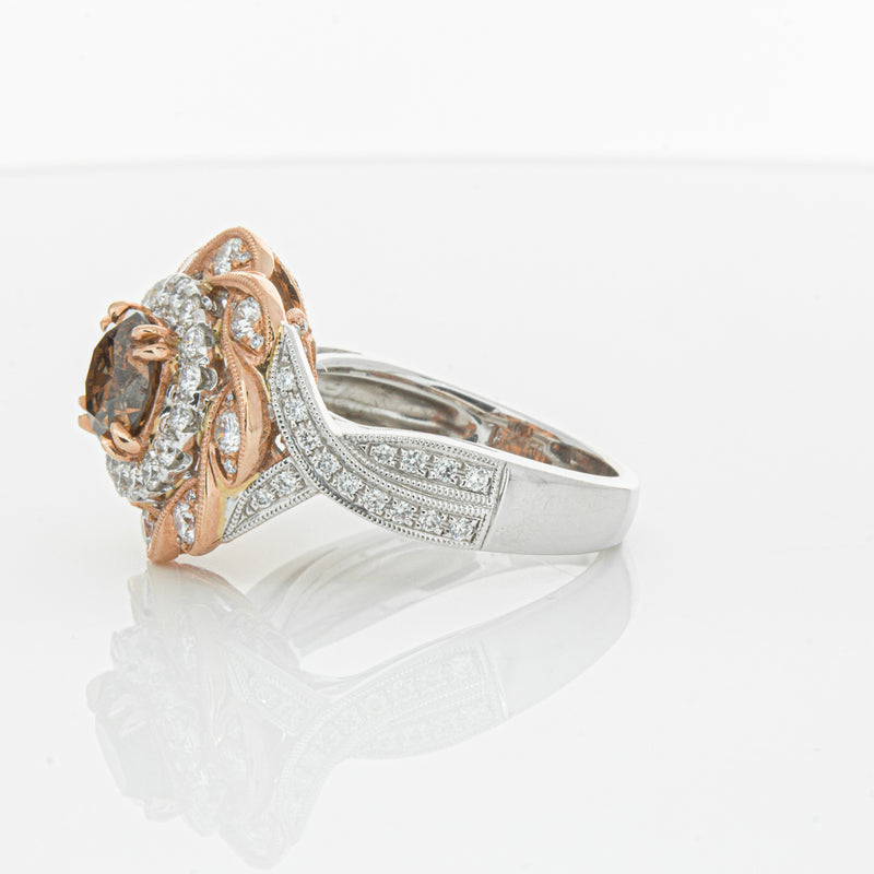 18ct White & Rose Gold Diamond Halo Ring-Ring-Walker & Hall