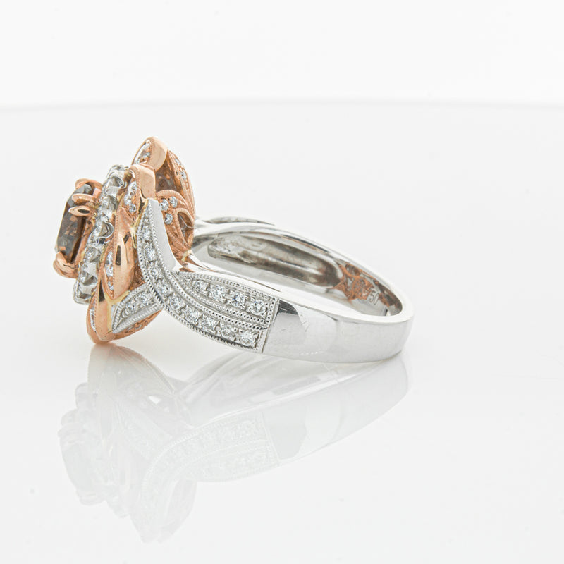 18ct White & Rose Gold Diamond Halo Ring-Ring-Walker & Hall