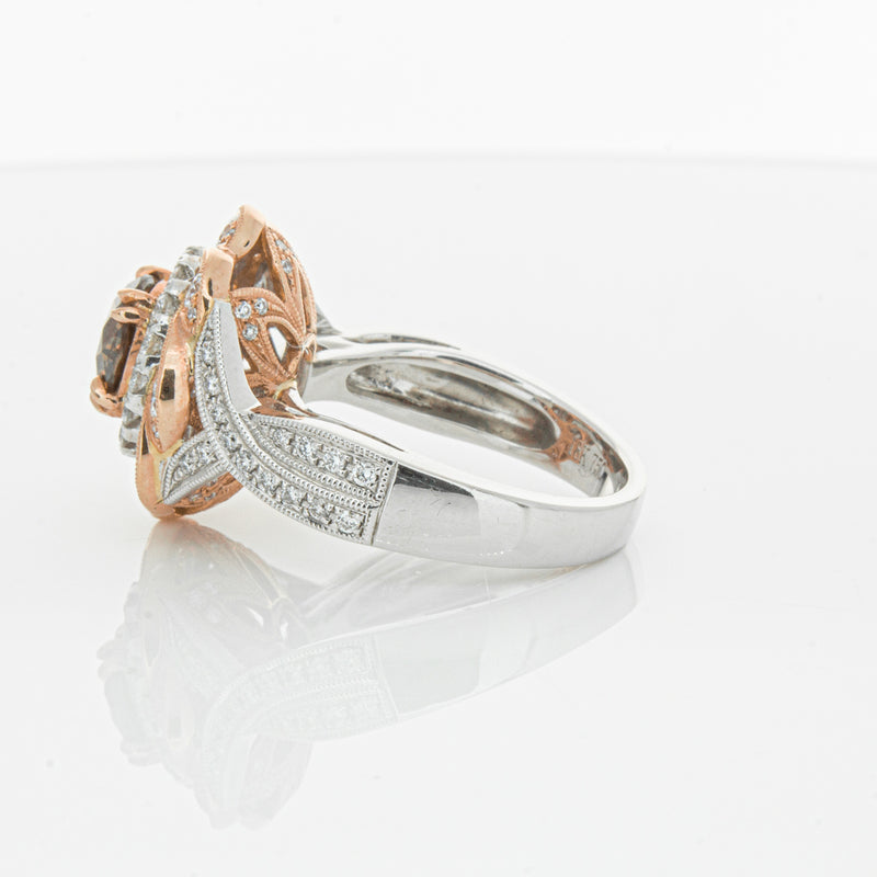 18ct White & Rose Gold Diamond Halo Ring-Ring-Walker & Hall