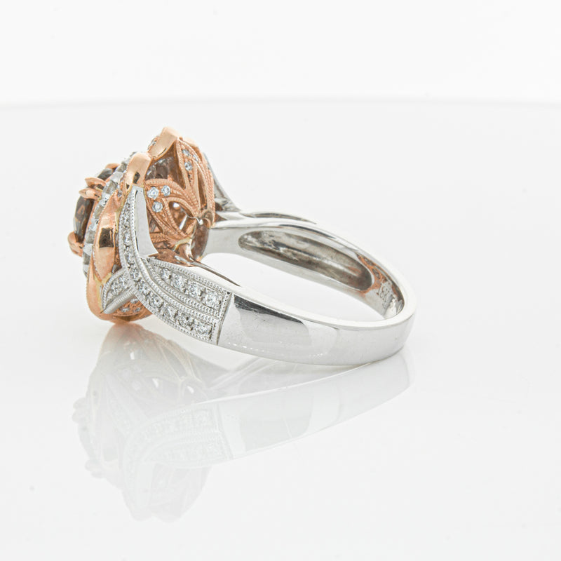 18ct White & Rose Gold Diamond Halo Ring-Ring-Walker & Hall