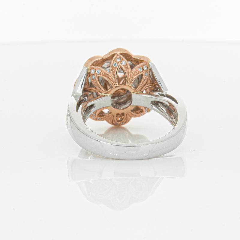 18ct White & Rose Gold Diamond Halo Ring-Ring-Walker & Hall