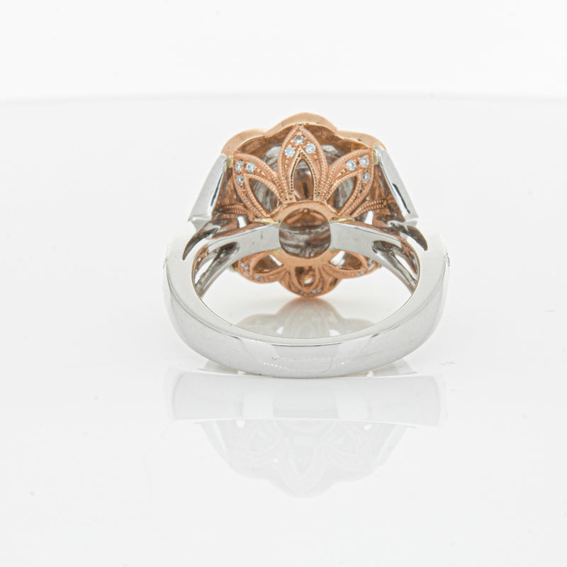 18ct White & Rose Gold Diamond Halo Ring-Ring-Walker & Hall