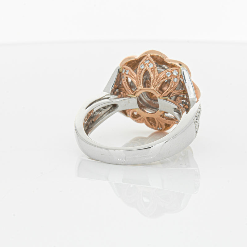 18ct White & Rose Gold Diamond Halo Ring-Ring-Walker & Hall