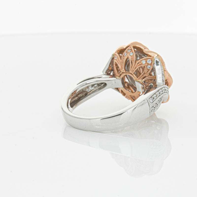 18ct White & Rose Gold Diamond Halo Ring-Ring-Walker & Hall