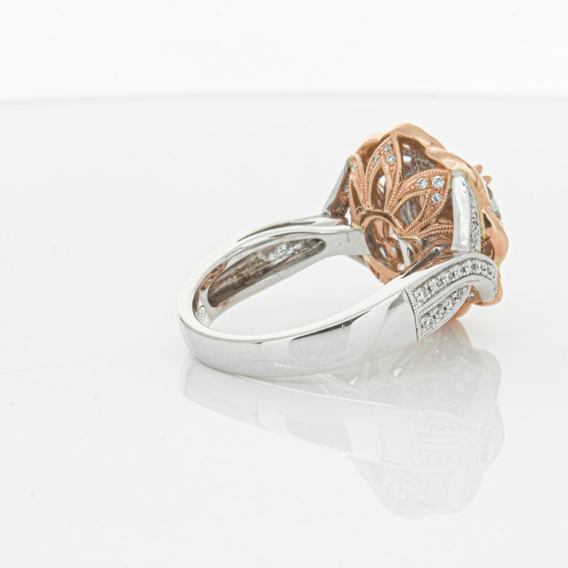 18ct White & Rose Gold Diamond Halo Ring-Ring-Walker & Hall