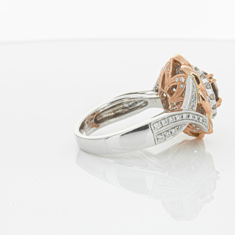 18ct White & Rose Gold Diamond Halo Ring-Ring-Walker & Hall