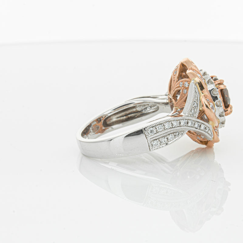 18ct White & Rose Gold Diamond Halo Ring-Ring-Walker & Hall