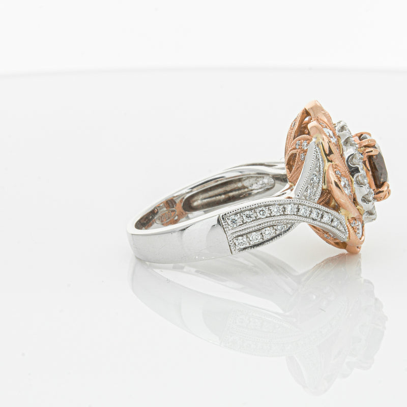 18ct White & Rose Gold Diamond Halo Ring-Ring-Walker & Hall