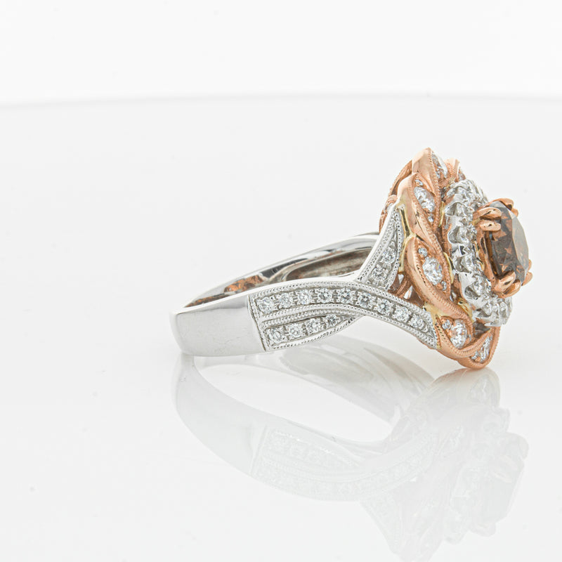 18ct White & Rose Gold Diamond Halo Ring-Ring-Walker & Hall