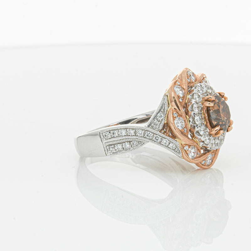 18ct White & Rose Gold Diamond Halo Ring-Ring-Walker & Hall