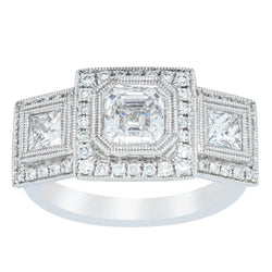 18ct White Gold 1.01ct Diamond Halo Ring - Ring - Walker & Hall