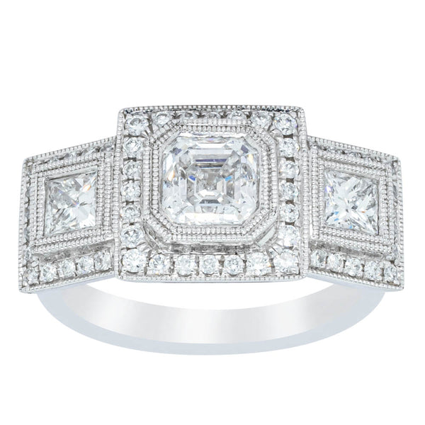 18ct White Gold 1.01ct Diamond Halo Ring - Ring - Walker & Hall
