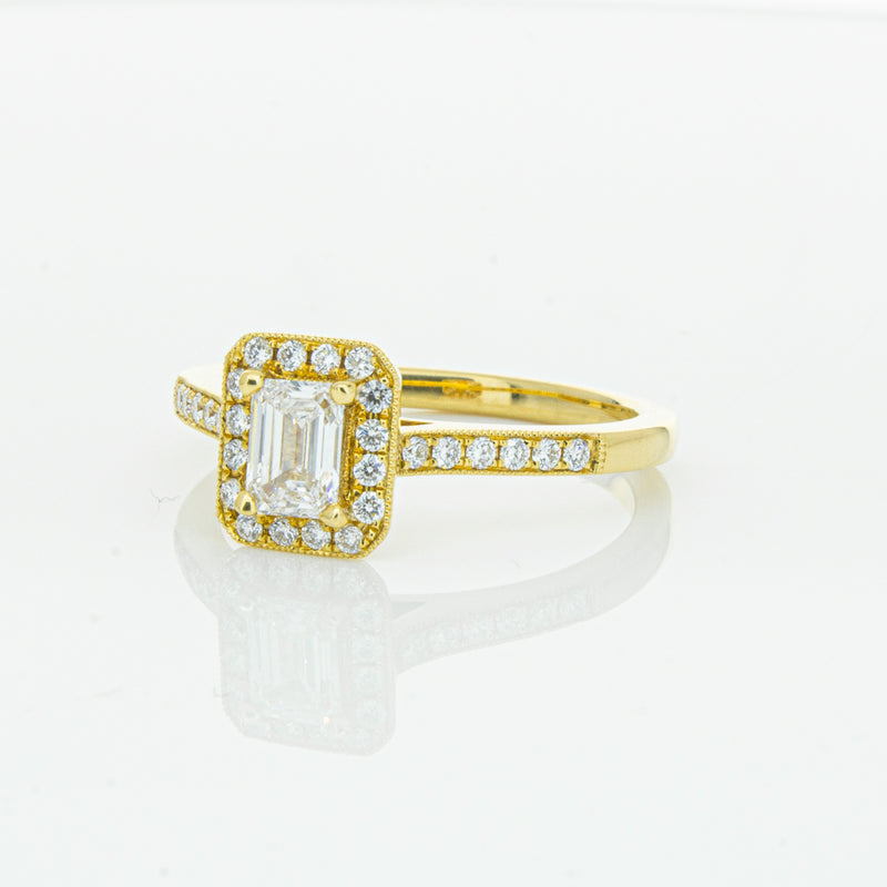 18ct Yellow Gold .50ct Emerald Cut Diamond Aria Ring-Ring-Walker & Hall