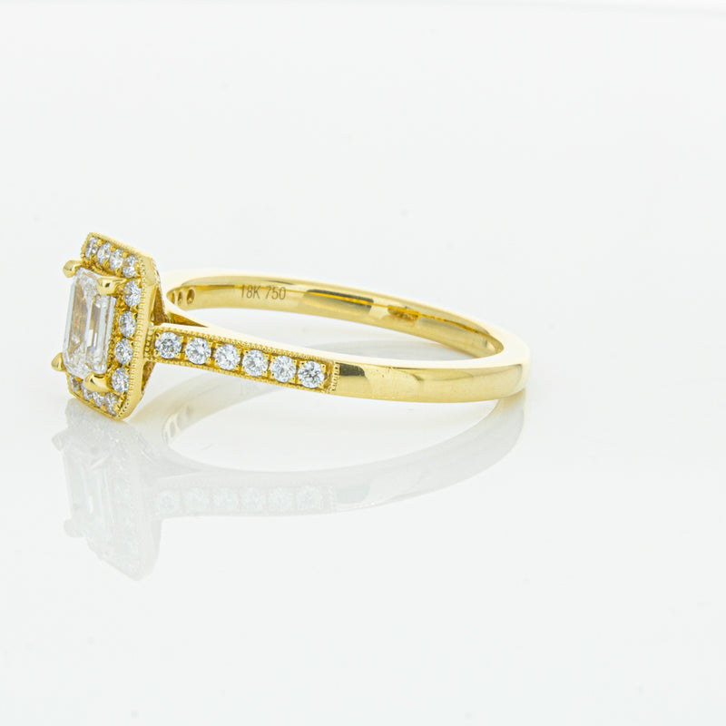 18ct Yellow Gold .50ct Emerald Cut Diamond Aria Ring-Ring-Walker & Hall