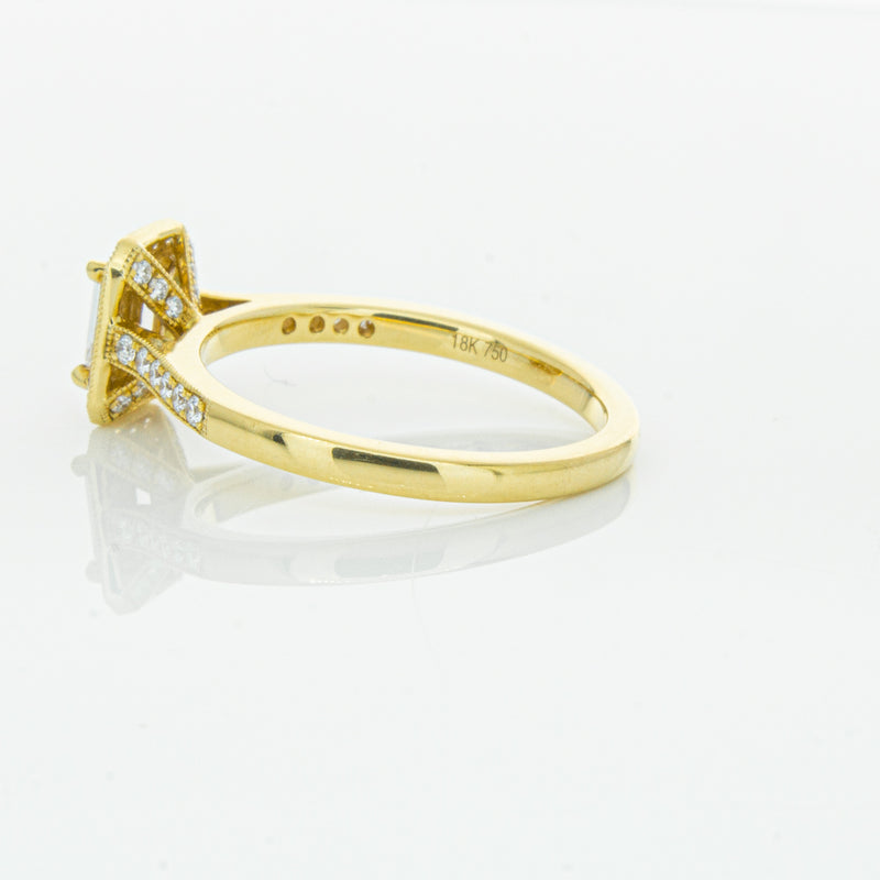 18ct Yellow Gold .50ct Emerald Cut Diamond Aria Ring-Ring-Walker & Hall