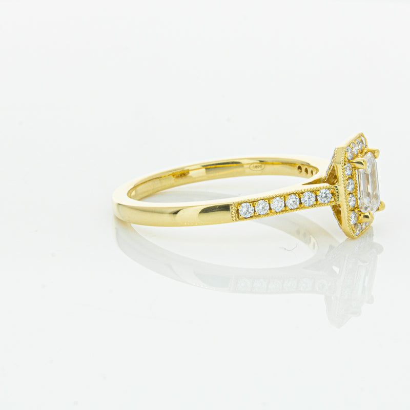 18ct Yellow Gold .50ct Emerald Cut Diamond Aria Ring-Ring-Walker & Hall