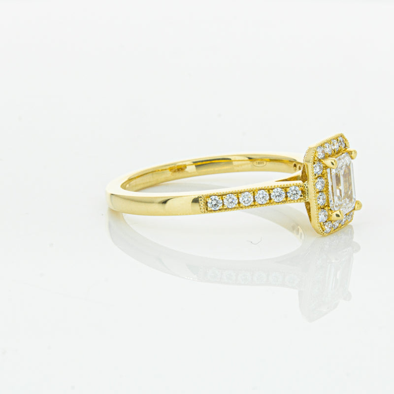 18ct Yellow Gold .50ct Emerald Cut Diamond Aria Ring-Ring-Walker & Hall
